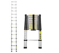 Lospitch Escalera telescópica plegable de aluminio de 4,4 m, multiusos, con mecanismo de bloqueo con muelle, capacidad de carga de 150 kg, para trabajos del hogar, tejado, jardín
