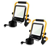 Lospitch Foco LED Construcción 50W 2x, Foco de trabajo LED 5100LM, Foco, IP66 Impermeable, Foco de trabajo portátil 6000K Blanco Frío Lámpara de construcción, Cable 3M, para Taller Garaje