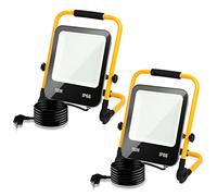 Lospitch Foco LED de Construcción 150W 13000LM, 2x Luz de Trabajo LED 6000K Blanco Frío, Proyector LED de Construcción con Enchufe, Proyector de Obra con Cable 3M y Enchufe, IP66, Taller Garaje