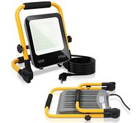 Lospitch Foco LED de Construcción, 50W 5100LM Luz de Trabajo Proyector LED, IP66 Impermeable, Luz de Trabajo Portátil 6000K Blanco Frío Taller de Construcción, Cable 3M, Soporte Plegable