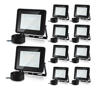 Lospitch Focos Led Exterior, 10PCS 100W IP66 Impermeable Foco Proyector LED, 8500LM Super Brillante 6000K Blanco Frío, Potente Luces Led Exterior para Terraza, Garaje (Sin Enchufe)