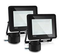 Lospitch Focos Led Exterior, 2PCS 50W IP66 Impermeable Foco Proyector LED, 4250LM Super Brillante 6000K Blanco Frío, Potente Luces Led Exterior para Terraza, Garaje (Sin Enchufe)