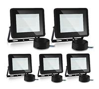 Lospitch Focos Led Exterior, 5PCS 100W IP66 Impermeable Foco Proyector LED, 8500LM Super Brillante 3000K Blanco Cálido, Potente Luces Led Exterior para Terraza, Garaje (Sin Enchufe)