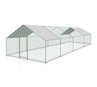 Lospitch Gallinero de 3 x 8 x 2 m XXL con cerradura, de acero galvanizado, para aves de corral, para gallinas, animales pequeños, jaula para conejos