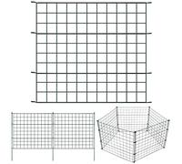 Lospitch Juego de 33 vallas para estanque, valla de jardín, valla con 15 elementos de valla y 18 varillas de fijación, valla de metal verde, cercado exterior, valla de jardín (15 x rectos)