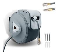 Lospitch Manguera de aire comprimido enrollador automático 30 m manguera de aire comprimido enrollador de manguera de 1/4 pulgadas, conexión giratoria para montaje en pared