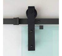 Lospitch Rieles para puerta corredera de 152 cm sistema de puerta corredera, La capacidad de carga máxima es de 150 kg, adecuado para un ancho de puerta de 75 cm (rectangular)