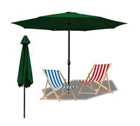 Lospitch Sombrilla de aluminio para jardín, protección UV, para jardín, piscina, playa de arena, sin soporte, verde, Ø350cm
