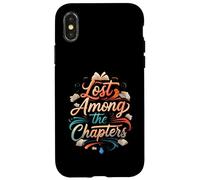 Lost Among The Chapters Book Lover Reading Design Carcasa para iPhone X/XS