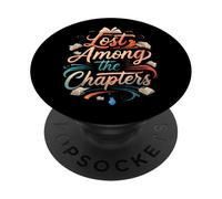 Lost Among The Chapters Book Lover Reading Design PopSockets PopGrip Adhesivo