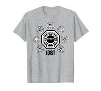 Lost Dharma Station Logos Camiseta, Hombre, Gris Jaspeado, L