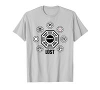 Lost Dharma Station Logos Camiseta, Hombre, Plata, S