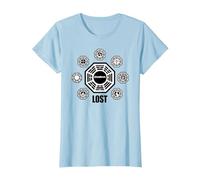 Lost Dharma Station Logos Camiseta, Mujer, Azul Bebé, L