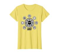 Lost Dharma Station Logos Camiseta, Mujer, Limón, XL