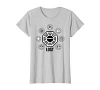 Lost Dharma Station Logos Camiseta, Mujer, Plata, L