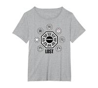 Lost Dharma Station Logos Camiseta, Mujer Tallas Grandes, Gris Jaspeado, 6XL Grande