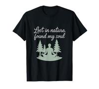 Lost in Nature Found My Soul Camping Senderismo Diseño Camiseta