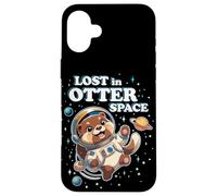 Lost in Otter Space Cute Astronaut Animal Pun Design Carcasa para iPhone 16 Plus