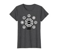 Lost Logos de la Estación Dharma Camiseta, Mujer, Jaspeado Oscuro, XL