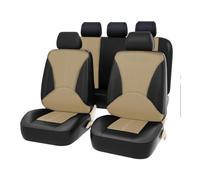 LOSTIS Cuero Funda Asiento Coche para B-MW 3 Series 320 2013-2018, Delanteros Y Traseros Impermeable Cubreasientos Auto Interior Accesorios,C/Black Beige