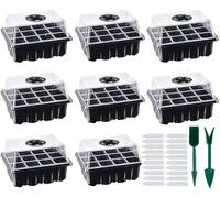 Lostwry 8 Piezas Bandejas Semilleros de Germinacion, Bandejas de Germinación para Invernaderos Semillero con Agujero para Plantas en Crecimiento, Negro