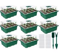Lostwry 8 Piezas Bandejas Semilleros de Germinacion, Bandejas de Germinación para Invernaderos Semillero Bandeja Invernadero Interio con Agujero para Plantas en Crecimiento, Verde
