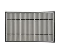 Losueeun 10 ranuras para relojes y pulseras, caja con tapa transparente, organizador de relojes, bandeja apilable para relojes y pulseras A, Negro y gris., 10 Gitter