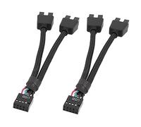 Losueeun 2 cables de extensión USB para placa base de ordenador de 9 , 1 hembra a 2 macho, divisor en Y, cable de extensión de audio HD para PC, accesorios de repuesto DIY