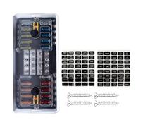 Losueeun Caja de fusibles de 20 vías con 16 circuitos de fusibles, portafusibles, panel DC-SUB con de y cubierta para coche, , triciclo, camión
