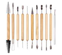 Losueeun Herramienta de modelado de 11 piezas con de madera y extremos. Herramientas para esculpir arcilla. Fácil de usar para modelar, recortar y cortar.