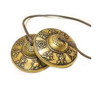 Losueeun Juego de 1 cuenco tibetano tibetano de latón hecho a mano, para curación de chakras, alivio del estrés, yoga, color amarillo