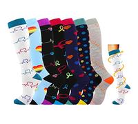 Losvcbcx 2/4/6/7 pares de calcetines de compresión para mujeres de 15 a 20 mmHg, los mejores calcetines deportivos y médicos para correr, vuelos, viajes, enfermeras