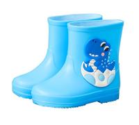 LOSVIP Botas de goma para niños y niñas, unisex, caña corta, antideslizantes, impermeables, lindos dinosaurios, zapatos de lluvia, botas de lluvia, azul, 28 EU