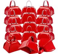 LOSYHU 15 campanas pequeñas de vaca ruidosas, campanas ruidosas con asa, 7,6 cm, a granel, cencerros de percusión a mano, fabricantes de ruido, cencerros de metal rojo para eventos deportivos,