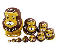 Lot DE 10 Animaux Animaux Stapettes Jouet Russe Poupée Jouet Fait Main Jouet en Bois Panda Chouette Pingouin Canard Poupée Singe Lion pour Enfant Chambre Decor