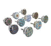 Lot de 10 boutons de porte en céramique Énergie Positive VI, style vintage chic - Poignées de placard / tiroir par G Décor