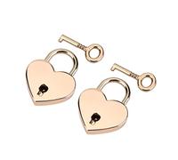 Lot de 2 Cadenas avec n forme de cœur, en métal et zinc, pour bagages, agenda, journal intime, boîte à bijoux rose gold