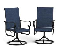 Lot de 2 chaises de jardin pivotantes 360° en tsupplémentaireilène - Dossier haut, cadre en métal robuste - Confort tout temps, style moderne - Idéales pour terrasse, jardin, balcon ou piscine -