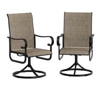 Lot de 2 chaises de Jardin pivotantes 360° en tsupplémentaireilène - Dossier Haut, Structure métallique Noire - Confortables, Style Moderne, Gain de Place - Idéales pour terrasse, Jardin, Balcon -