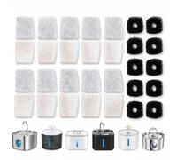 Lot de 20 Filtre Fontaine Eau, Filtre de Rechange pour Fontaine à Eau Chat 3.2L,2.5L (108oz,84oz) Charbon Actif, 10 filtres avec 10 en Mousse Filtre Fontaine Chat pour Distributeur d'eau