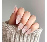 Lot de 24 faux ongles à coller, pointe française, faux ongles à coller, couverture complète, ovale, pour femmes et filles, accessoires de nail art (style 2)