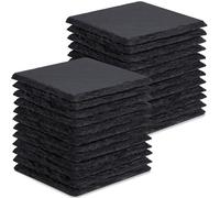 Lot de 24 Sous-verres Ardoise, GOH DODD Set de 4 Pouces de Sous-verres Noirs en Pierre, Blanks à Graver au Laser Avec Fond Anti-Rayures pour la Maison, le Bureau, la Cuisine, Carrés