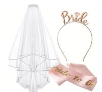 Lot de 3 Despedida de Soltera Accesorios-Velo Novia Despedida Bandas Despedida Soltera Novia Bride to be Sash para Bridal Shower, Hen Night Party Accessories