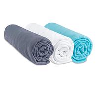 Lot de 3 draps housse Coton - 40 x 80/40 x 90 - gris turquesa