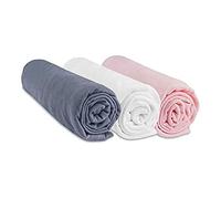 Lot de 3 draps housse Coton - 70 x 140 cm - gris blanco rosa
