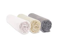 Lot de 3 draps Housse Coton Bio - Noisette blanco (60 x 120 cm), color crudo