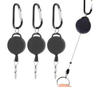 Lot de 3 Porte-Clés Rétractables Extensibles (60 cm) avec Mousqueton, Porte-Badges Résistant pour Usage Professionnel, Scolaire et Quotidien