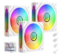 Lot de 3 ventiladores ARGB para PC, 120 mm, 5 V 3 pines y 12 V 4 pines, direccionables, RGB, con efecto espejo infinito, vida útil de 40 000 horas