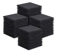 Lot de 48 Sous-verres Ardoise, GOH DODD Set de 4 Pouces de Sous-verres Noirs en Pierre, Blanks à Graver au Laser Avec Fond Anti-Rayures pour la Maison, le Bureau, la Cuisine, Carrés