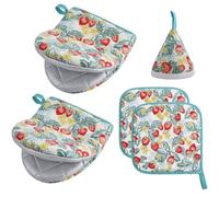 Lot de 5 gants de Cuisine et maniques résistants à la chaleur, bouchons isolants pour couvercles de casseroles pour la cuisson, la pâtisserie et le Gril